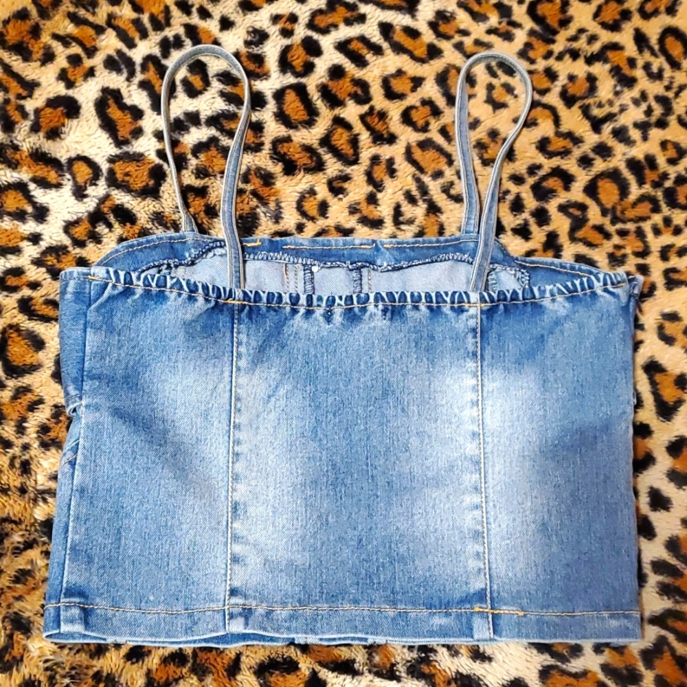 Belle Amie Women's Denim Lace Up Bustier - Picture 2 of 2